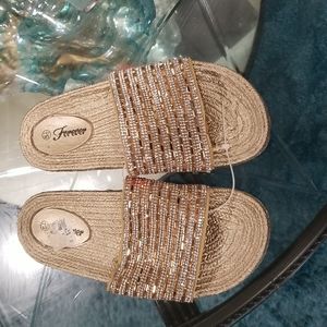 Gold and silver bling slippers